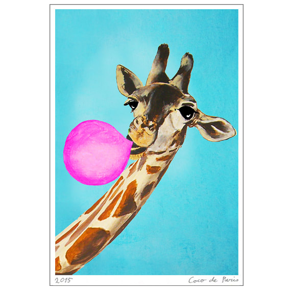 giraffe bubblegum, giraffe print, giraffe painting, giraffe artwork ...