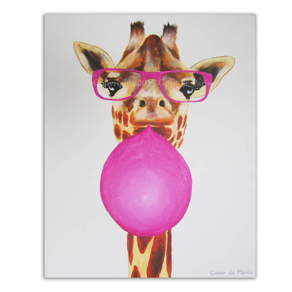 Giraffe with bubblegum
